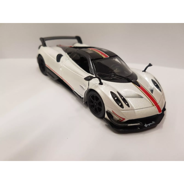 Машинка металлическая Kinsmart 1:38 2016 Pagani Huayra BC инерционная, дверь открывается KT5400WF / Белый с принтом