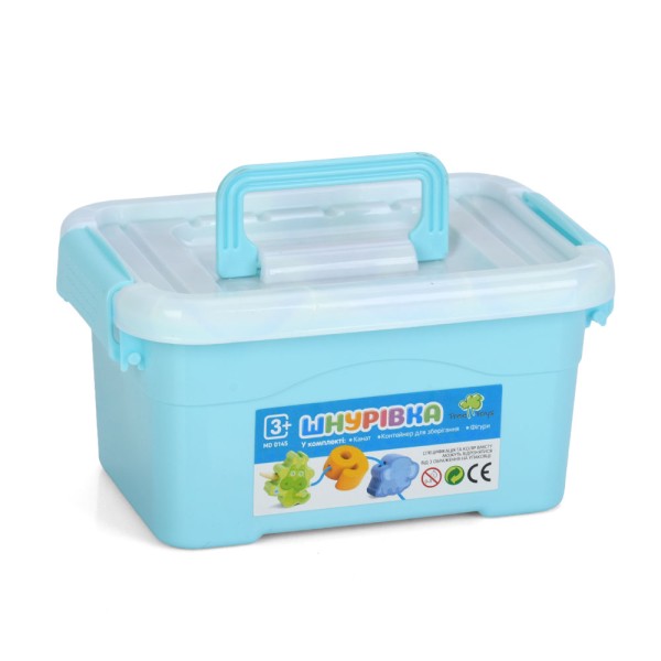 Дерев'яна іграшка Шнурівка MD 0145 у контейнері: овочі, фрукти,тварини