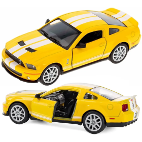 Машинка металевая Kinsmart 1:38 Ford Mustang Shelby GT500 2007 KT5310W инерционная, двери открываются / Желто-белый