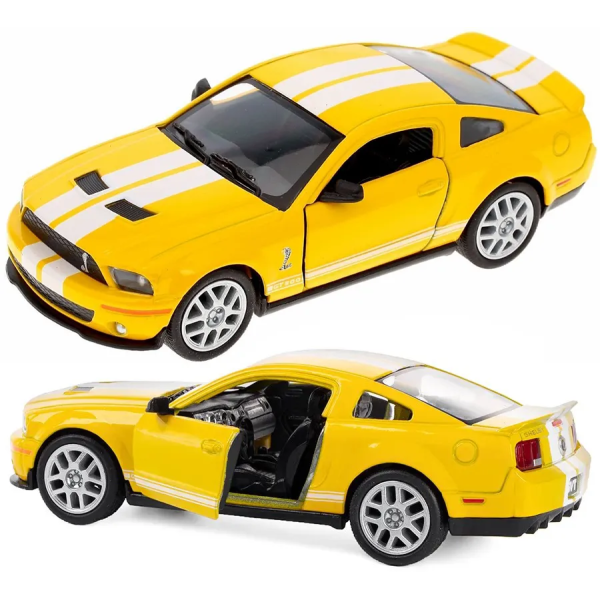 Машинка Kinsmart Ford Mustang GT500 1:38, Інерційна, 2007, Жовто-Біла