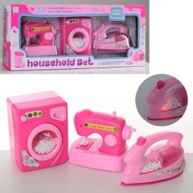 Набір побутової техніки ZM3301 швейна/пральна машинка, праска, пінопласт.кульки, світло, на бат-ці, в кор-ці 39-16-8 см