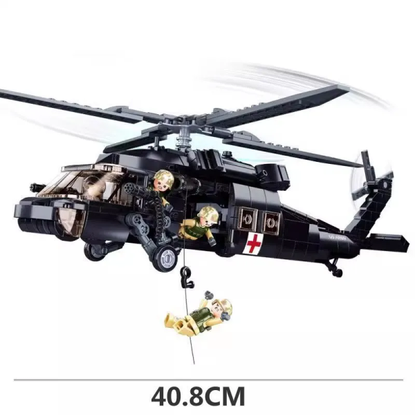 Конструктор Sluban Многоцелевой вертолет Sikorsky UH-60 Black Hawk - Черный Ястреб 692 детали M38-B1012