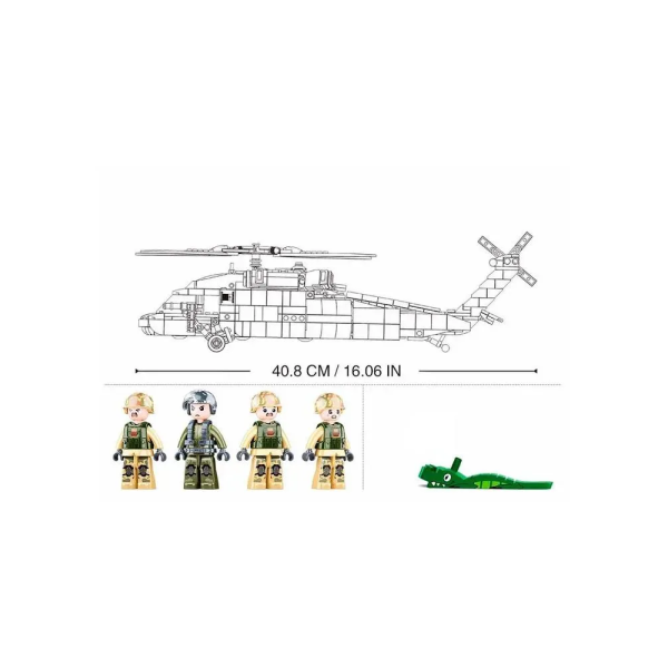 Конструктор Sluban Многоцелевой вертолет Sikorsky UH-60 Black Hawk - Черный Ястреб 692 детали M38-B1012