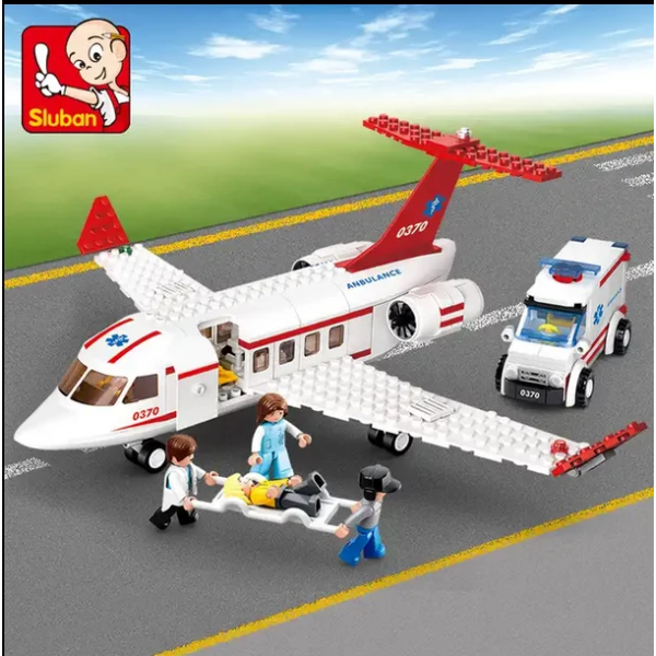 Конструктор Sluban Aviation M38-B0370 Медицинский самолет и скорая помощь, 335 деталей