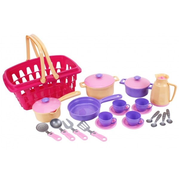 Игровой Кухонный набор посуды в корзине ТехноК 4449