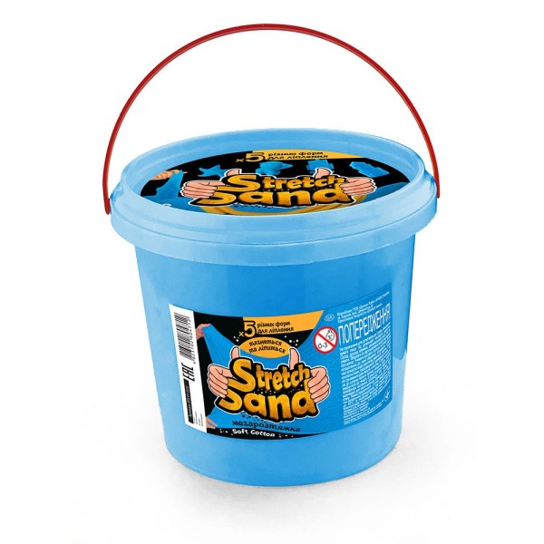 Кинетический песок Stretch Sand синего цвета - 700 г в удобном ведре