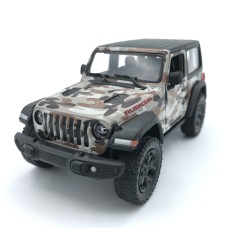Машинка металлическая инерционная Kinsmart 1:34 Jeep Wrangler Camo (Hard Top) 2018 KT5420WB / Бежевый камуфляж
