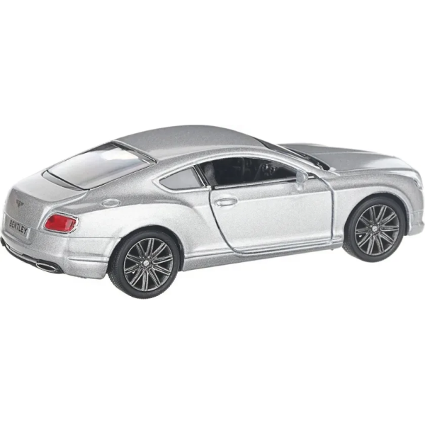 Машинка металлическая Kinsmart 1:38 Bentley Continental GT 2012 (инерционная, двери открываются, серебристая KT5369W)
