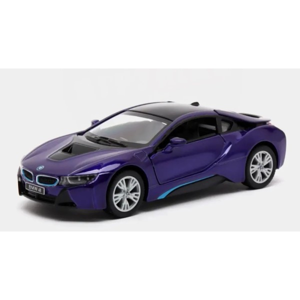 Машинка металлическая Kinsmart 1:36 BMW i8 инерционная KT5379WA Фиолетовая
