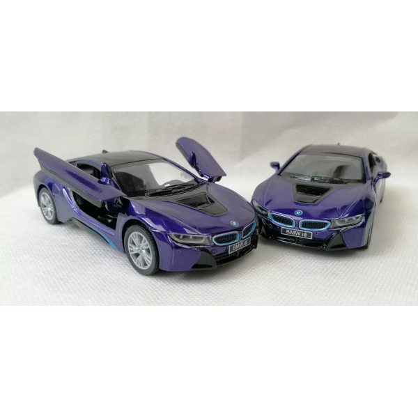 Машинка металлическая Kinsmart 1:36 BMW i8 инерционная KT5379WA Фиолетовая