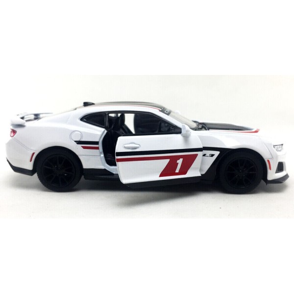 Металлическая машинка Kinsmart 1:38 Chevrolet Camaro ZL1 2017 KT5399WF инерционная, цвет Белый с принтом