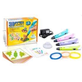 3D-ручка с разноцветным Эко Пластиком и Трафаретами Цвет ГОЛУБОЙ
