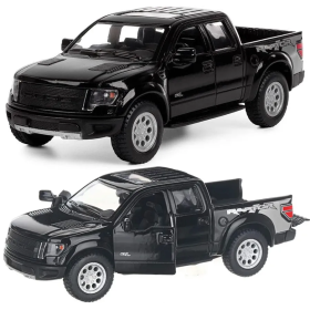 Машинка металлическая Kinsmart 1:46 2013 Ford F-150 SVT Raptor SuperCrew KT5365W инерционная, двери открываются / Черный