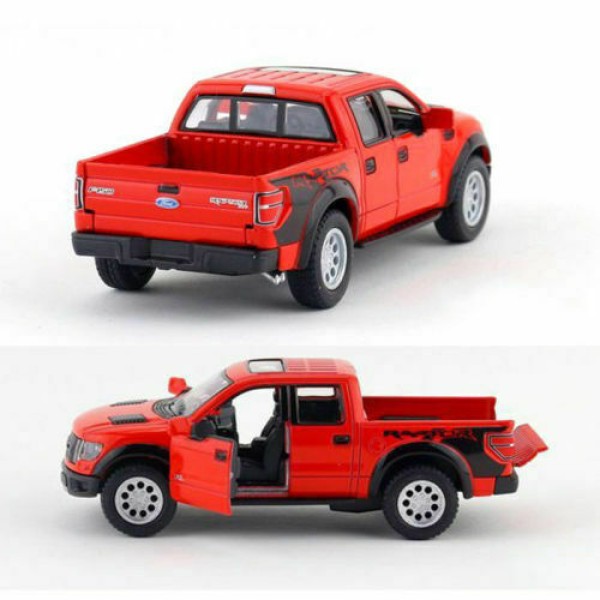 Машинка металлическая Kinsmart 1:46 2013 Ford F-150 SVT Raptor SuperCrew KT5365W инерционная, двери открываются / Красный