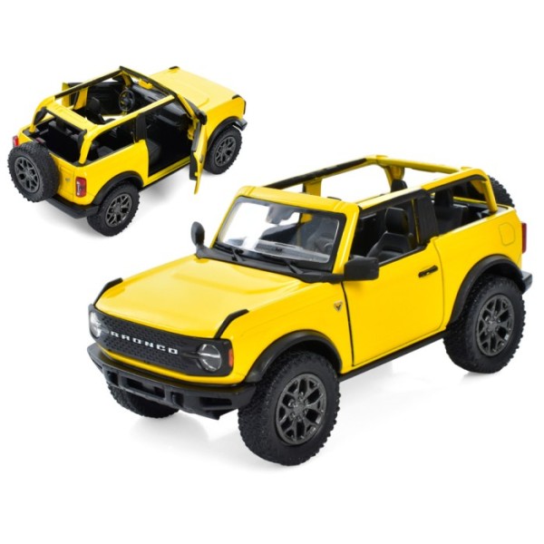 Машинка металлическая Kinsmart 1:34 2022 Ford Bronco (Open Top) KT5438WA инерционная, двери открываются / Желтый