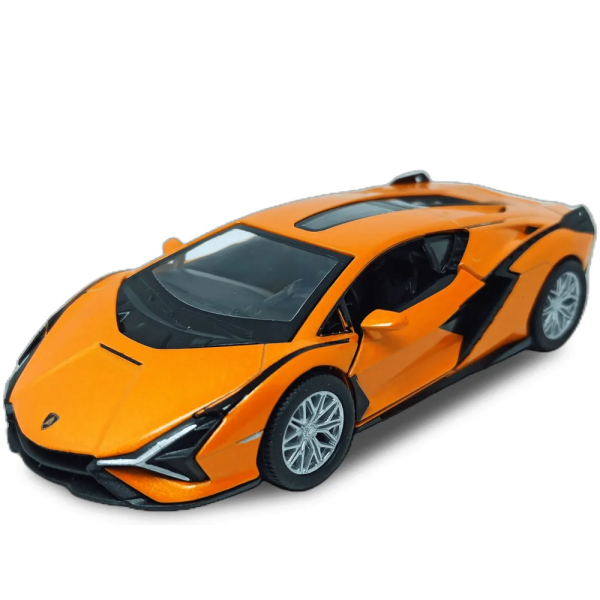 Машинка металлическая Kinsmart 1:40 2018 Lamborghini Sian FKP 37 KT5431W инерционная, двери открываются / Оранжевый
