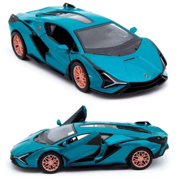 Машинка металлическая Kinsmart 1:40 2018 Lamborghini Sian FKP 37 KT5431W инерционная, двери открываются / Бирюзовый