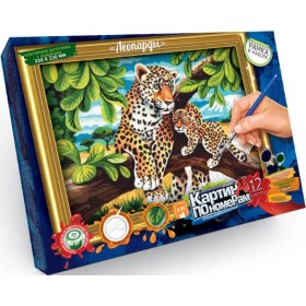 Картина по номерам 32x23 см "Леопарды" с рамкой, краски и кисточка KN-01-03
