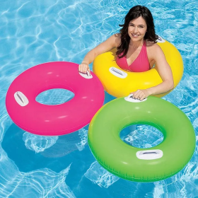 Надувне коло INTEX 76см "Глянцевий" з ручками, 3 кольори, від 8 років 59258