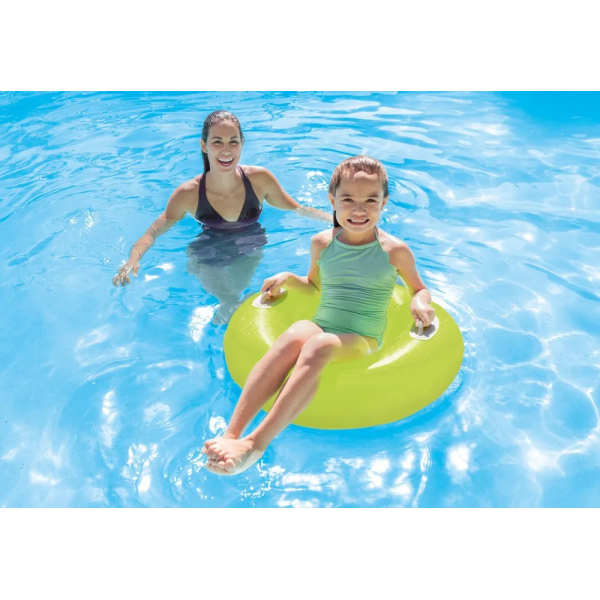 Надувне коло INTEX 76см "Глянцевий" з ручками, жовтий лайм, від 8 років 59258