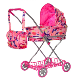 Коляска для куклы с сумочкой и пластиковой корзиной Melobo 9325-1