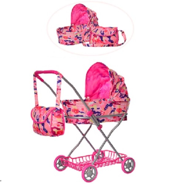 Коляска для куклы Melobo 9325-1 с сумочкой и пластиковой корзиной