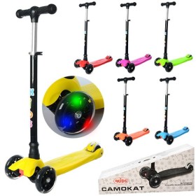 Самокат триколісний 3-060-5 колеса зі світлом, колір БЛАКИТНИЙ