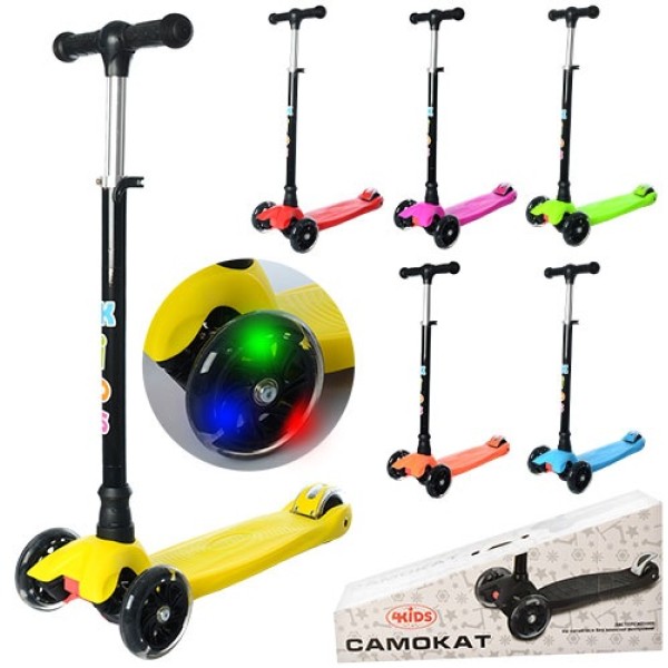 Самокат триколісний зі світлом: модель 3-060-5 в кольорі блакитному