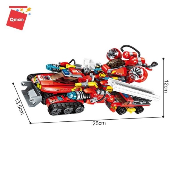 Конструктор Qman Пожарная бригада (8 в 1), серия Legend of Chariot, 571 деталь, 1410