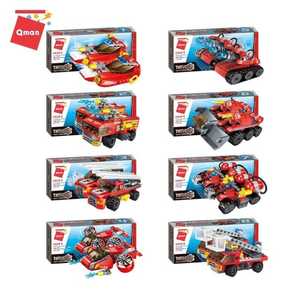 Конструктор Qman Пожарная бригада (8 в 1), серия Legend of Chariot, 571 деталь, 1410