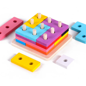 Деревянная логическая игрушка Геометрика Сортер Тетрис MD0809