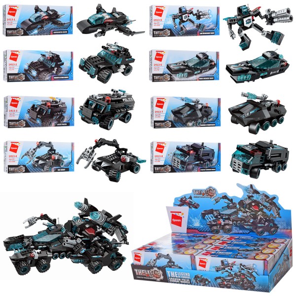 Конструктор Qman Полиция-трансформер 8 в 1 Спецтехника 1413