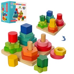 Деревянная игрушка Геометрика MD 1190 фигуры, 16шт, в коробке, 13,5-13,5-8см