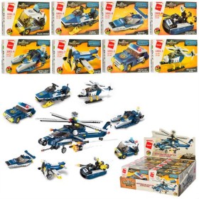 Конструктор Qman полиция, транспорт, 8в1, 8шт (8 видов) 1801