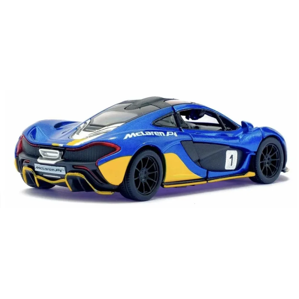 Машинка металлическая Kinsmart 1:36 McLaren P1 инерционная, KT5393WF синяя с принтом