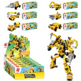 Конструктор Qman Строительная техника-Трансформер Trans-collector 6в1, 6шт (6 видов) 1417