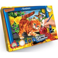 Картина по номерам 32x23 см "Котенок" с рамкой, краски и кисть KN-01-05