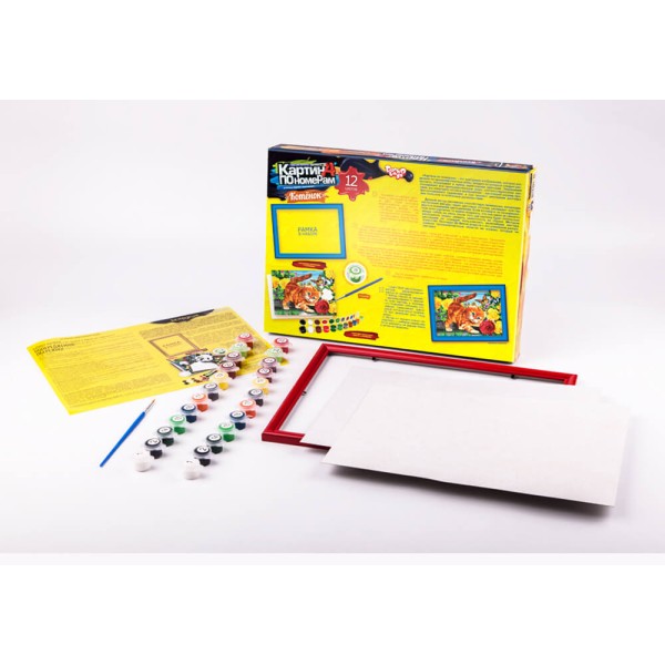 Картина за номерами 32x23 см 'Кошеня' з рамкою, фарби і пензлик (KN-01-05)