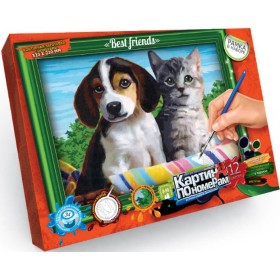 Картина по номерам 32x23 см 'Друзья' с рамкой, краски и кисть (KN-01-10)