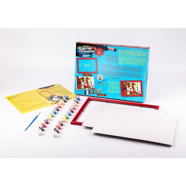 Картина за номерами 32x23 см 'Цуценя' з рамкою, фарби і пензлик (KN-01-08)