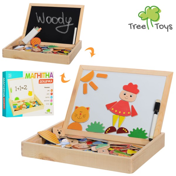 Деревянная магнитная двусторонняя доска для рисования MD0693