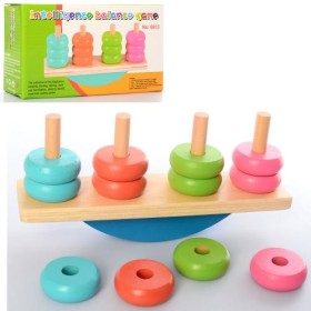 Деревянная игрушка Пирамидка Баланс, кольца 12шт MD 2277