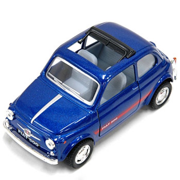 Машинка металлическая Kinsmart 1:24 Fiat 500 1957 инерционная, двери открываются, синяя, KT5004W