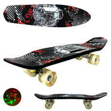 Пенни борд Скейтборд пластиковый с ручкой для детей с принтом и светящимися колесами MS0462-1