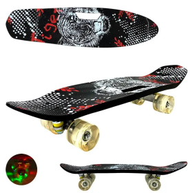 Пенні борд Скейтборд пластиковий з ручкою для дітей з принтом і колесами, що світяться MS0462-1