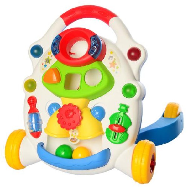 Ходунки детские развивающие, игровой центр 2в1 (34210) для малышей, сортер, музыка, свет