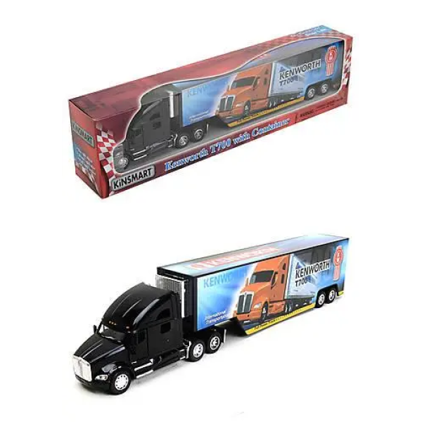 Модель трейлера Kinsmart Kenworth T700 с контейнером KT1302W Черный
