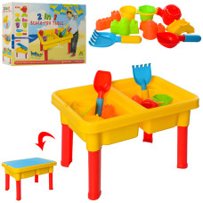 Детский игровой столик-песочница M 0831 U/R 2 в 1 с крышкой и аксессуарами