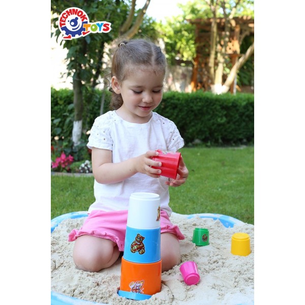 Игрушка пирамидка "Песочные формочки 6 шт с ведром ТехноК" 2049