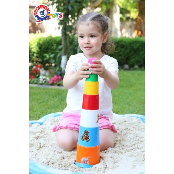 Игрушка пирамидка "Песочные формочки 6 шт с ведром ТехноК" 2049